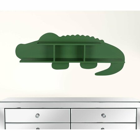 Homeroots 11 x 30 x 4.5 in. Green Alligator Modern Wall Shelf 383235